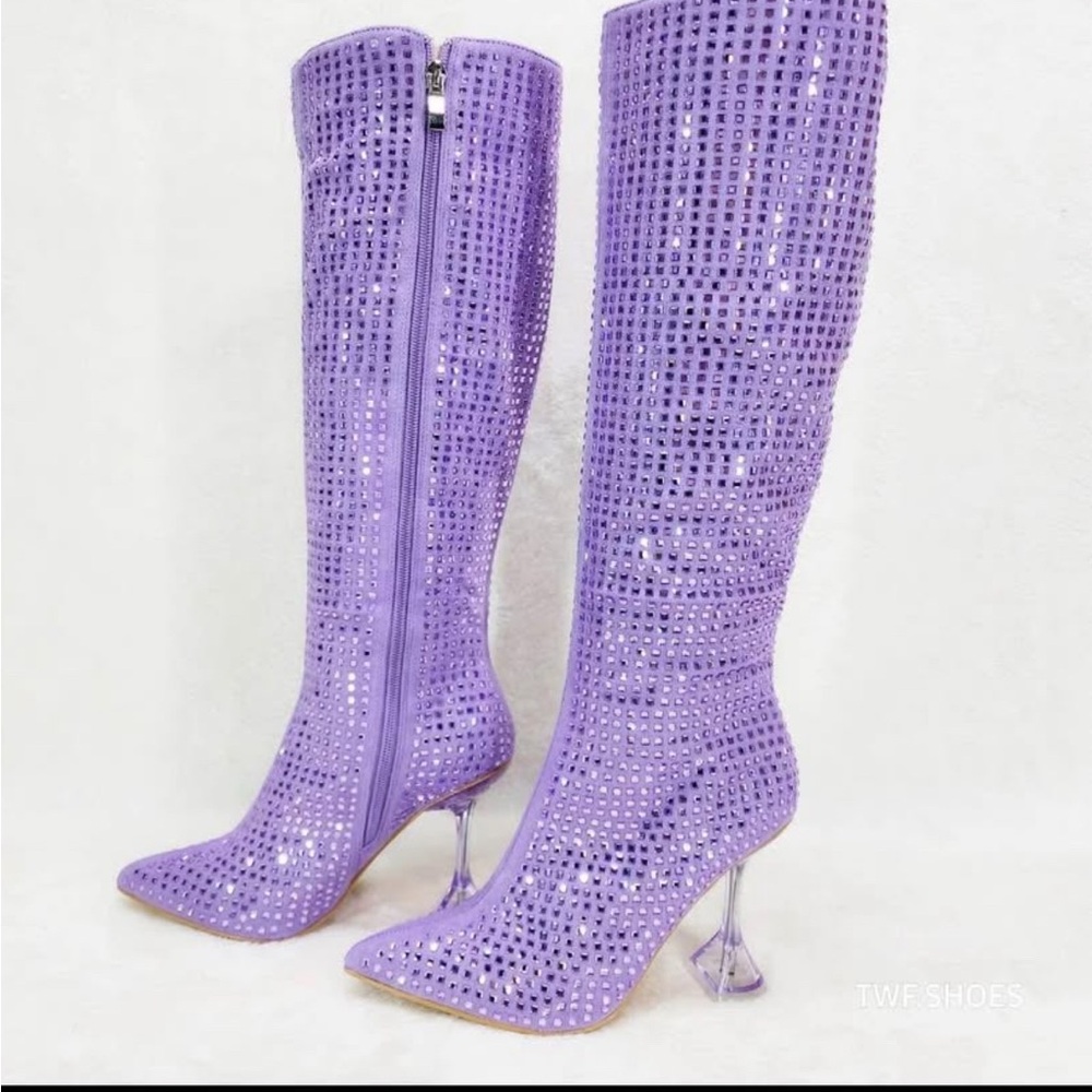 Mata Shoes Purple Sparkle Heeled Boots